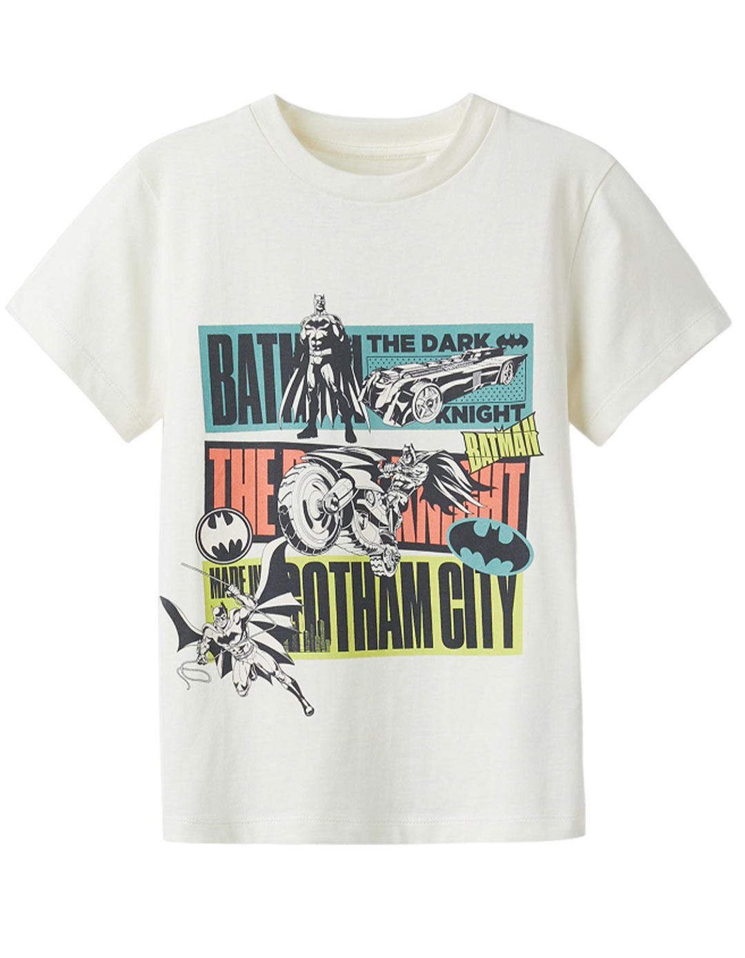 Εκρού κοντομάνικο μπλουζάκι Batman για αγόρια, 100% βαμβάκι, slim fit. Εκρού κοντομάνικο μπλουζάκι Batman για αγόρια, 100% βαμβάκι, slim fit.