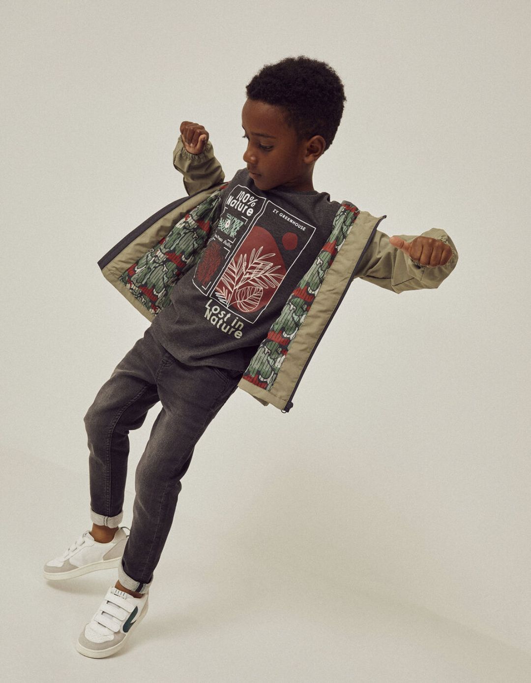 Αντιανεμικό μπουφάν για αγόρια με κουκούλα, πράσινο, Slim Fit, 100% πολυαμίδι.