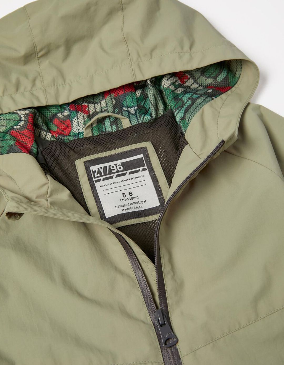 Αντιανεμικό μπουφάν για αγόρια με κουκούλα, πράσινο, Slim Fit, 100% πολυαμίδι.