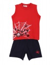 Αμάνικο παιδικό σετ κόκκινο-μπλε για αγόρια  Καλοκαιρινό παιδικό σετ με στάμπα Spider για αγόρι 1-6 ετών