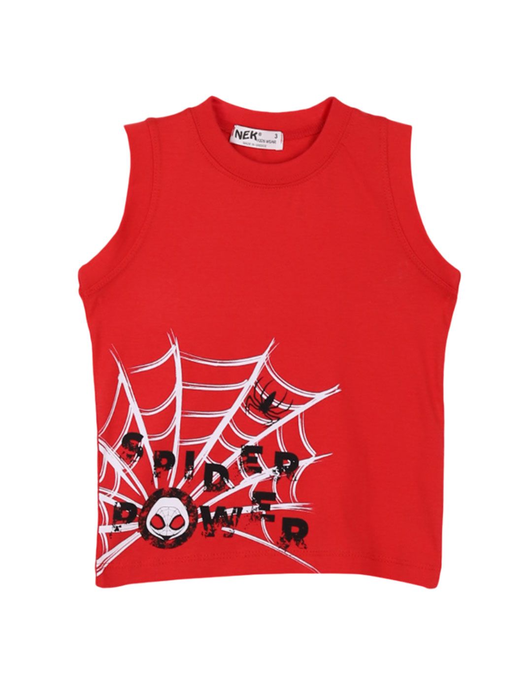 Αμάνικο παιδικό σετ κόκκινο-μπλε για αγόρια  Καλοκαιρινό παιδικό σετ με στάμπα Spider για αγόρι 1-6 ετών