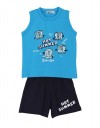 Σετ Παιδικών Ρούχων"Hot Summer"Αμάνικο Μπλουζάκι & Σορτ, σιέλ-μπλε.Regular Fit, 100% βαμβάκι Σετ Παιδικών Ρούχων"Hot Summer"Αμάνικο Μπλουζάκι & Σορτ, σιέλ-μπλε.Regular Fit, 100% βαμβάκι