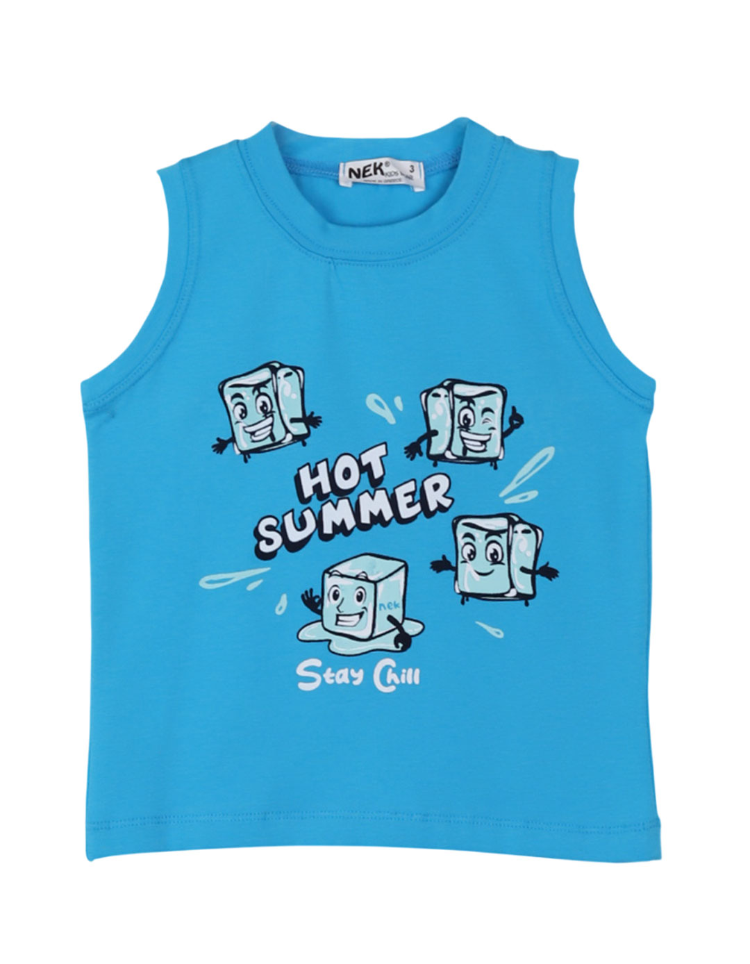 Σετ Παιδικών Ρούχων"Hot Summer"Αμάνικο Μπλουζάκι & Σορτ, σιέλ-μπλε.Regular Fit, 100% βαμβάκι Σετ Παιδικών Ρούχων"Hot Summer"Αμάνικο Μπλουζάκι & Σορτ, σιέλ-μπλε.Regular Fit, 100% βαμβάκι