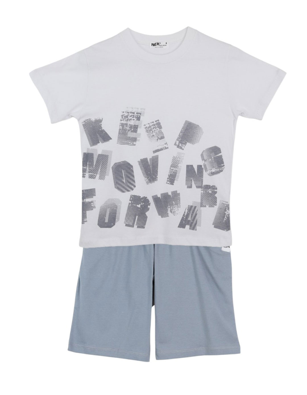 Σετ παιδικό για αγόρι λευκό-γκρι – Άνεση & Καλοκαιρινό Στυλ ,Regular Fit, 100% βαμβάκι.