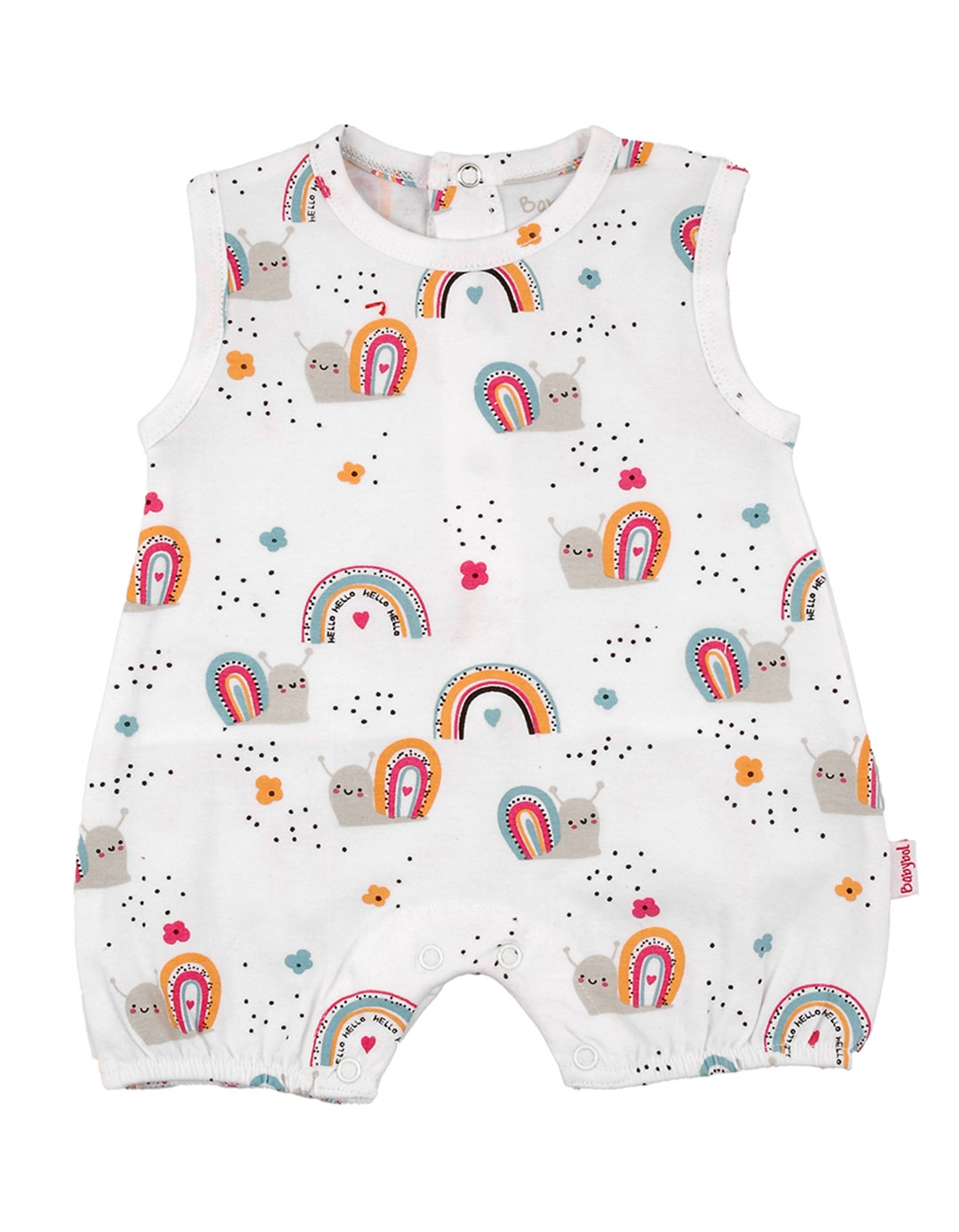 Αμάνικο ολόσωμο φορμάκι για κορίτσι, λευκό, Regular Fit, 95% βαμβάκι, 5% ελαστάνη.