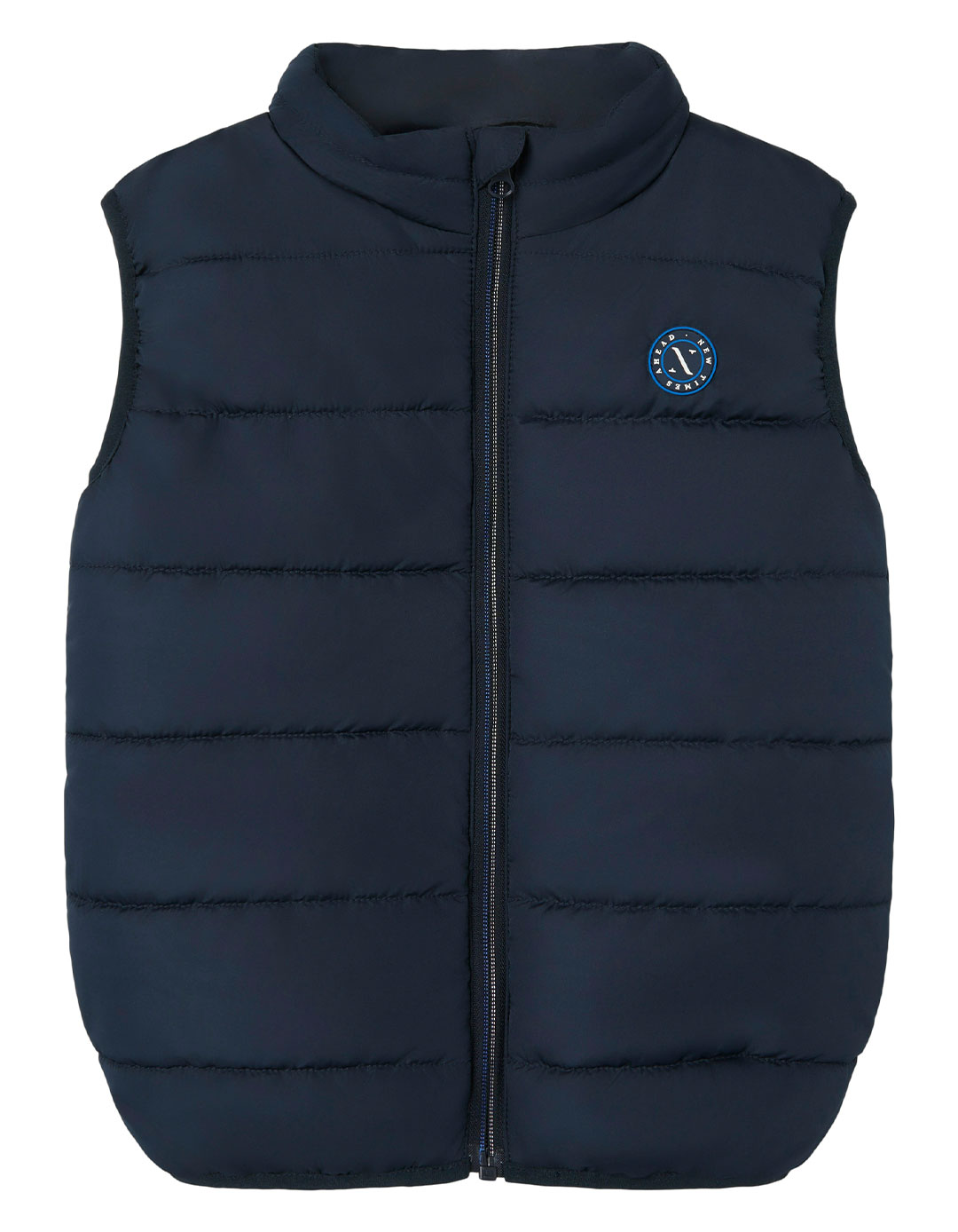 Αμάνικο μπλε μπουφάν για αγόρι από 100% ανακυκλωμένο πολυεστέρα, Regular Fit.