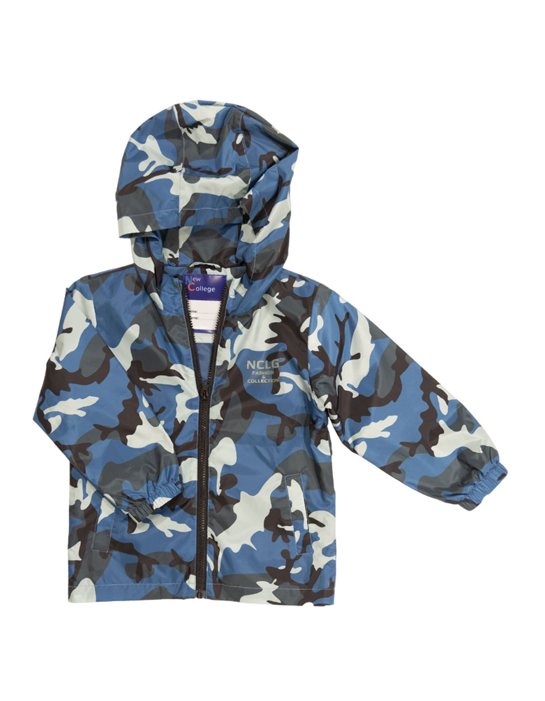 Αντιανεμικό Μπουφάν New College με Μπλε Καμουφλάζ για Αγόρι 6-16 Ετών, Regular Fit, 100% πολυεστέρας.