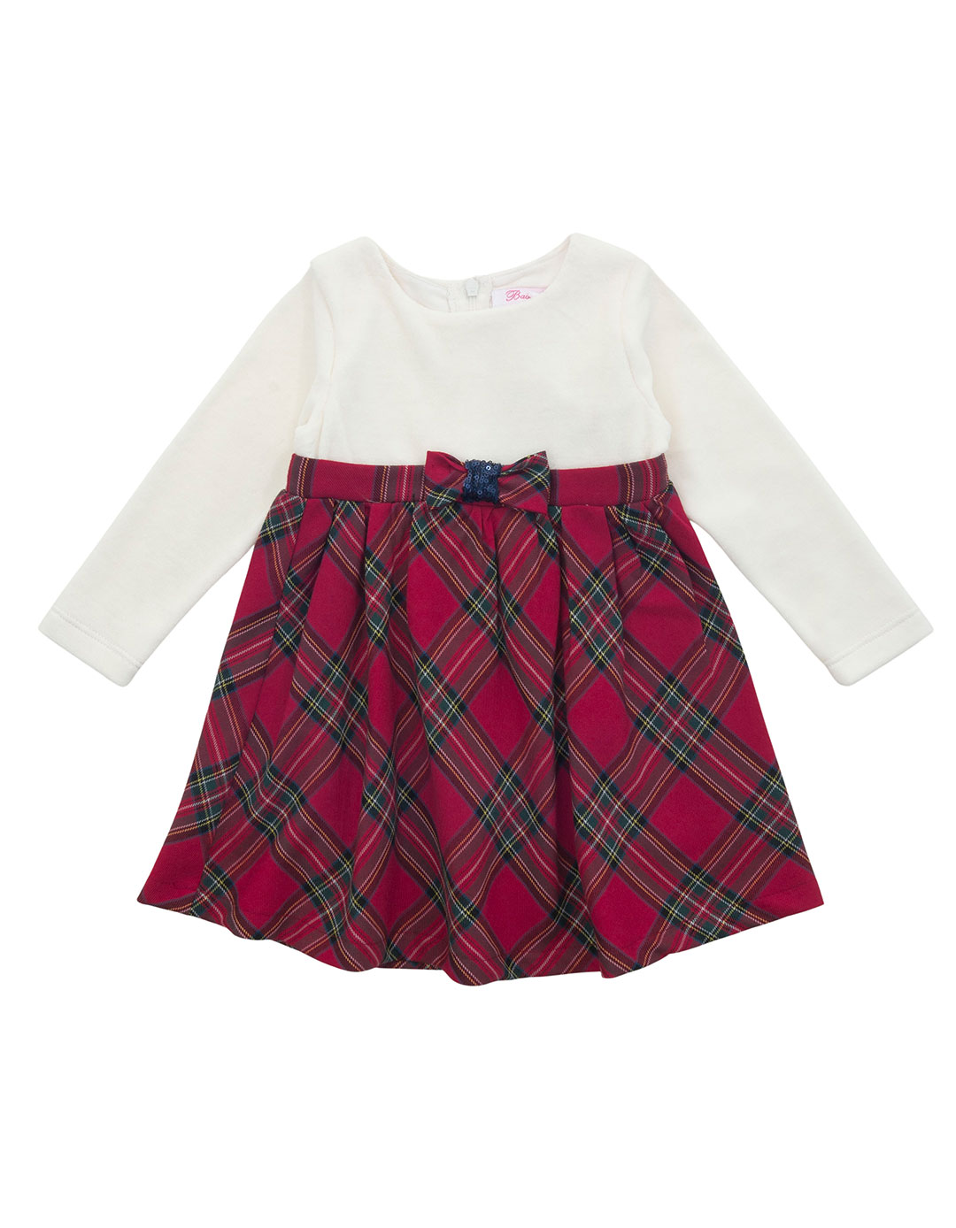 Παιδικό φόρεμα εκρού-κόκκινο, Regular Fit, 50%COTT, 43%POL, 7%EA. 