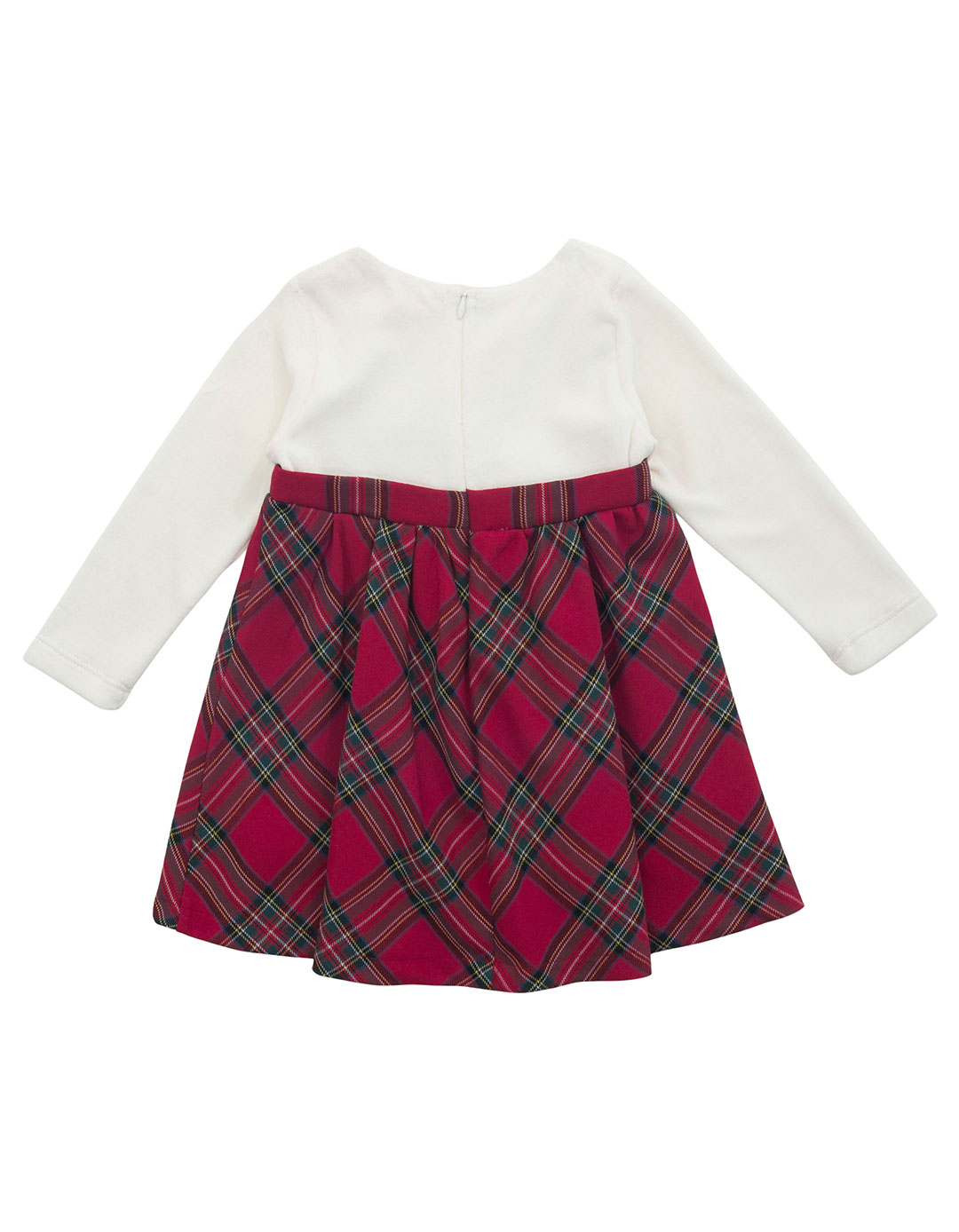 Παιδικό φόρεμα εκρού-κόκκινο, Regular Fit, 50%COTT, 43%POL, 7%EA.  Παιδικό φόρεμα εκρού-κόκκινο, Regular Fit, 50%COTT, 43%POL, 7%EA.