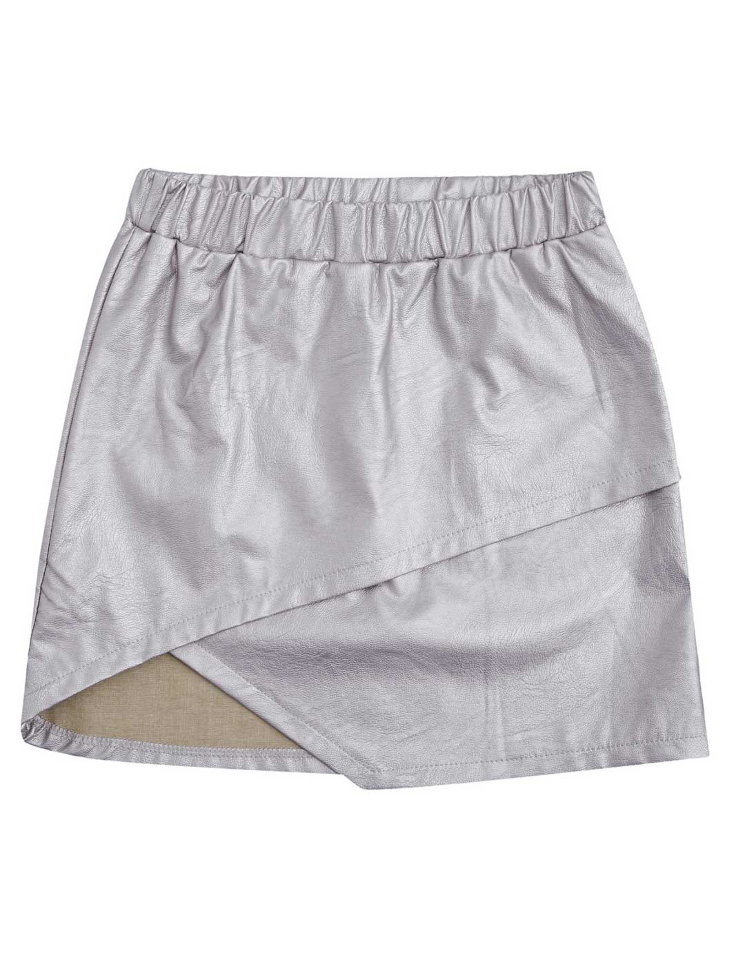 Φούστα για κορίτσι δερματίνη, ασημί, Slim Fit, 100%Vis, 100%Pu.