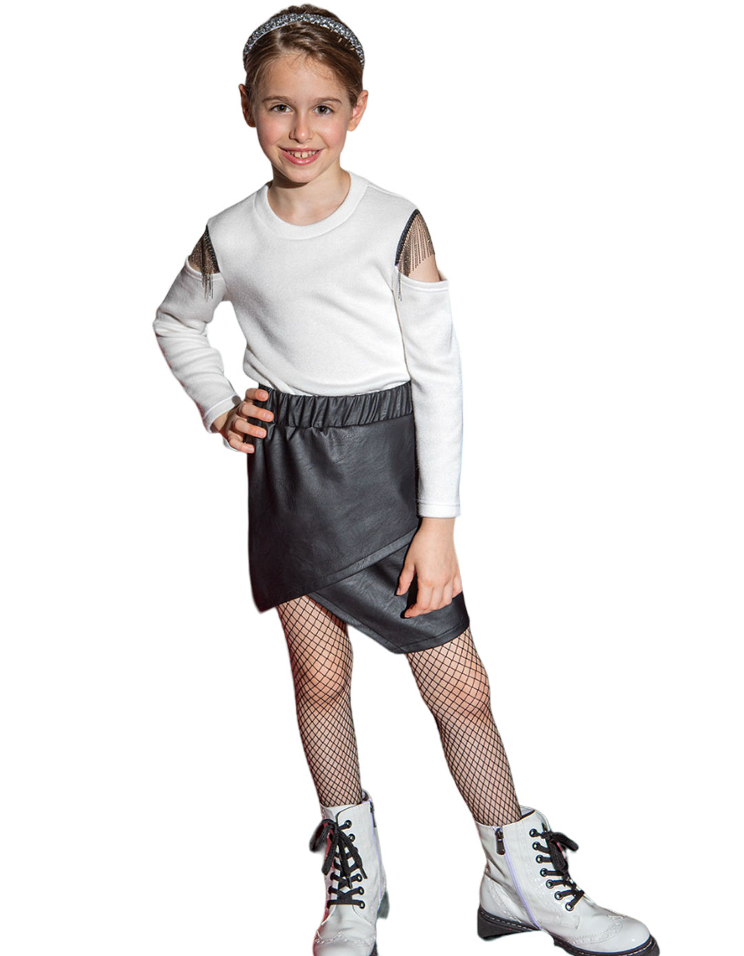 Φούστα για κορίτσι δερματίνη, μαύρη, Slim Fit, 100%Pes. Φούστα για κορίτσι δερματίνη, μαύρη, Slim Fit, 100%Pes.