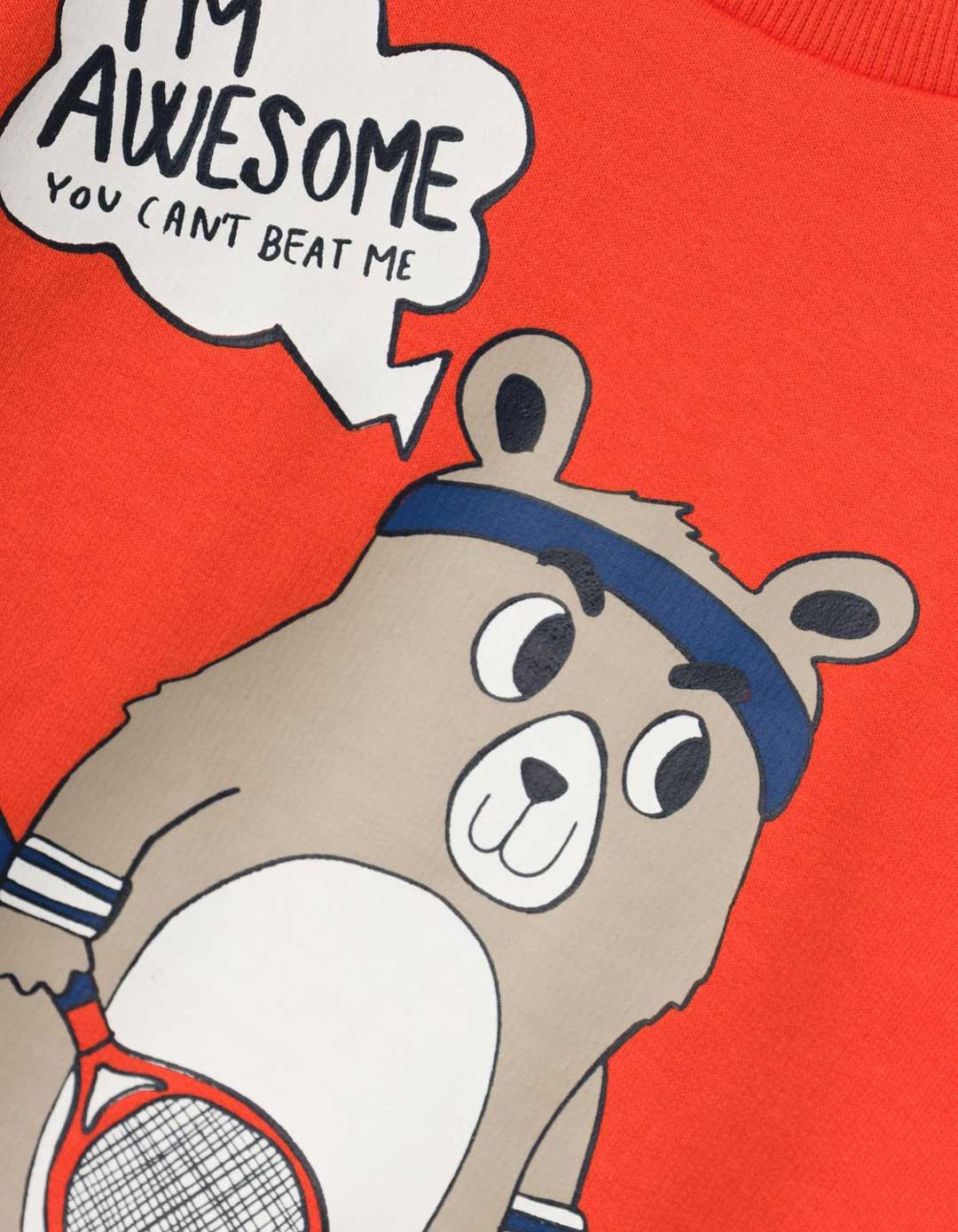 Παιδικό φούτερ αγόρι πορτοκαλί με σχέδιο αρκούδο Name It