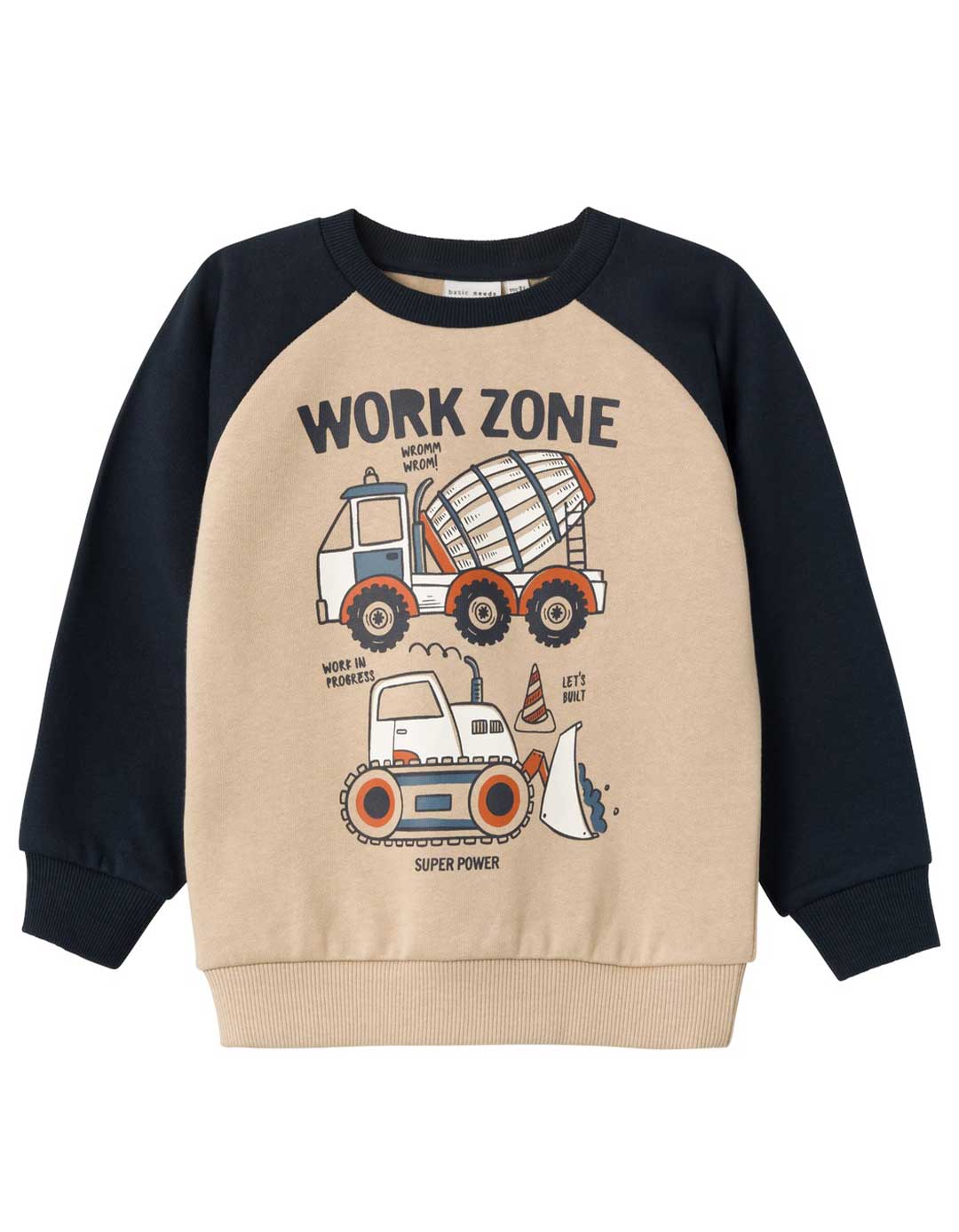 Παιδική μπλούζα φούτερ για αγόρι, μπεζ, Regular Fit, 100% βαμβάκι.