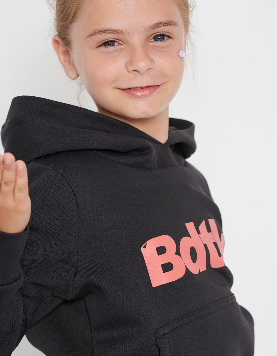 Φούτερ μπλούζα κορίτσι Bdtk μαύρη με κουκούλα