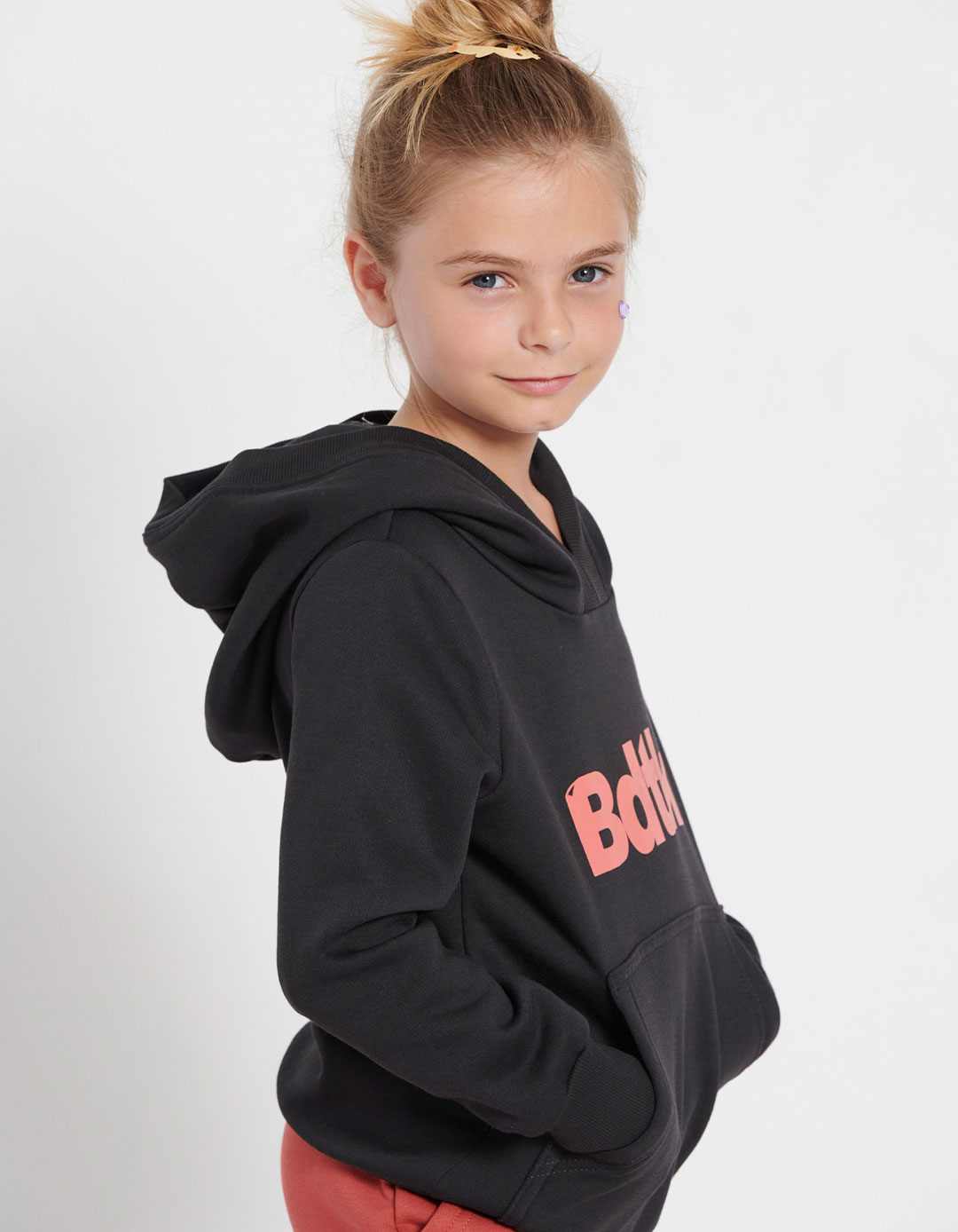 Φούτερ μπλούζα κορίτσι Bdtk μαύρη με κουκούλα