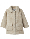 Γούνινο παλτό με τσέπες για κοριτσάκι, μπεζ, Slim Fit, 52% πολυαμίδι, 48% πολυεστέρας.