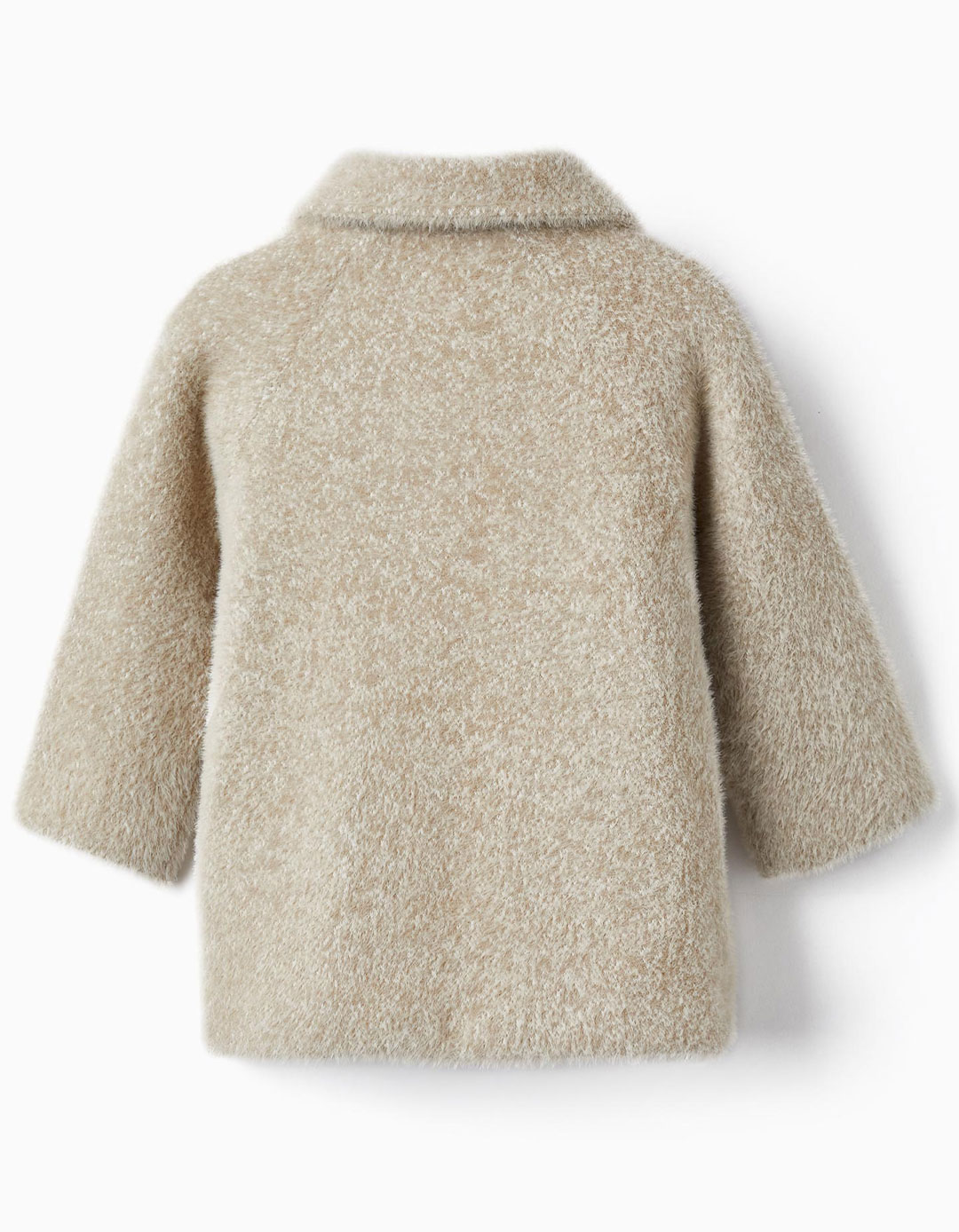 Γούνινο παλτό με τσέπες για κοριτσάκι, μπεζ, Slim Fit, 52% πολυαμίδι, 48% πολυεστέρας.