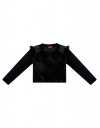 Μαύρη χειμερινή μπλούζα για κορίτσι βελουτέ, Slim Fit, 92%Pes, 8%Sp. 