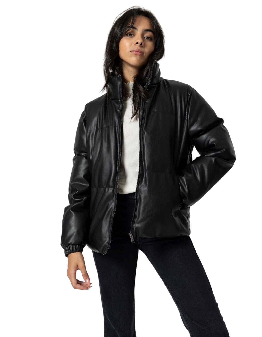 Δερμάτινο τζάκετ για κορίτσι, μαύρο, Regular Fit, 100% πολυουρεθάνη. Δερμάτινο τζάκετ για κορίτσι, μαύρο, Regular Fit, 100% πολυουρεθάνη.