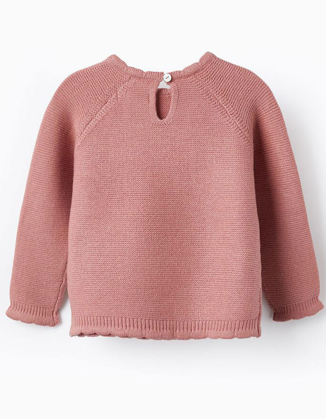 Παιδικό πλεκτό κορίτσι σομόν  με κουμπί Zippy