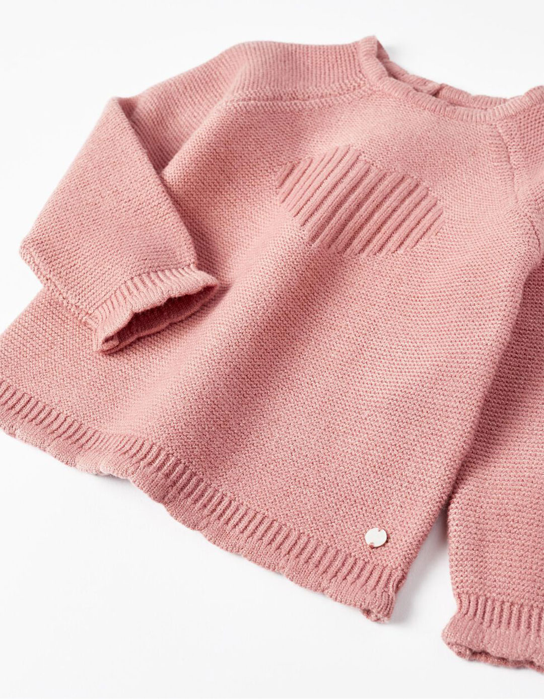 Παιδικό πλεκτό κορίτσι σομόν  με κουμπί Zippy