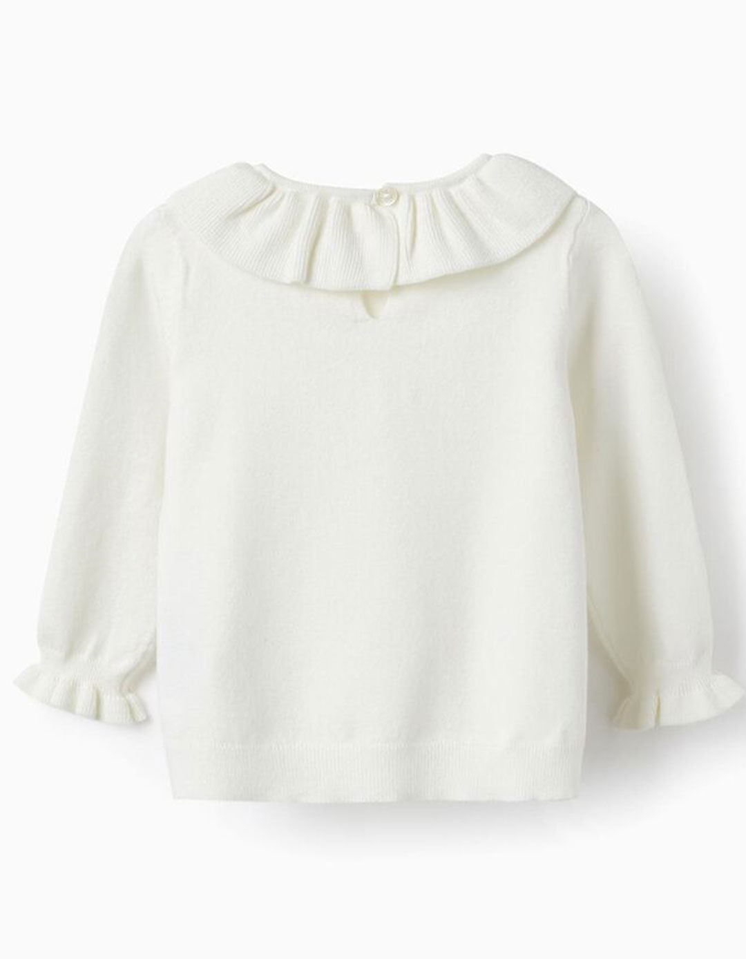 Πλεκτή μπλούζα με βολάν για κορίτσι λευκή Zippy 9-36 μηνών
