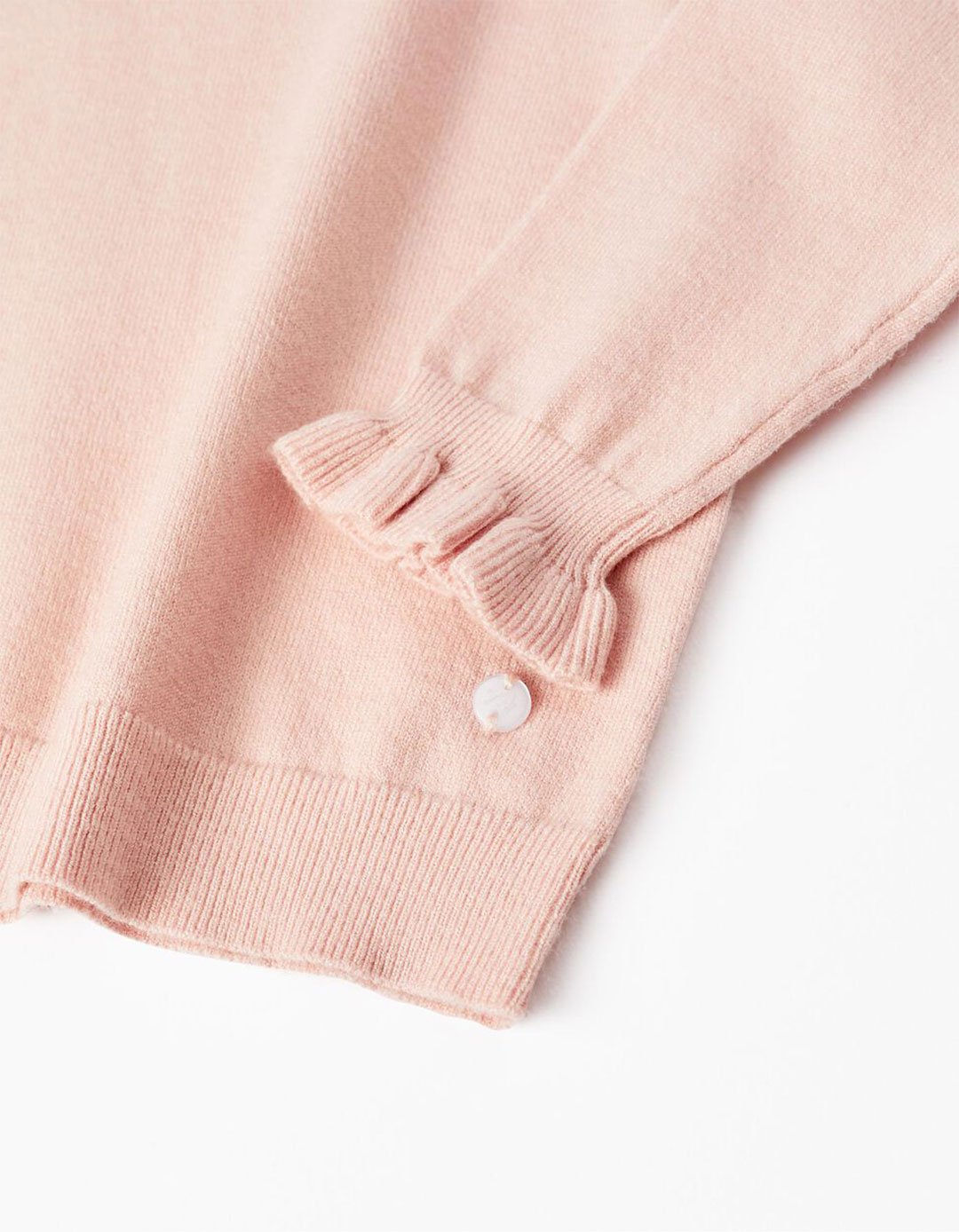 Πλεκτή μπλούζα με βολάν για κορίτσι ροζ