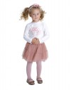 Σετ φούστα και μπλούζα για κορίτσι εκρού-ροζ, Regular Fit, 20%βαμβάκι, 28%βισκόζη, 48%πολυεστέρας, 4%ελαστάνη.