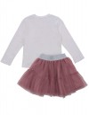 Σετ φούστα και μπλούζα για κορίτσι εκρού-ροζ, Regular Fit, 20%βαμβάκι, 28%βισκόζη, 48%πολυεστέρας, 4%ελαστάνη.