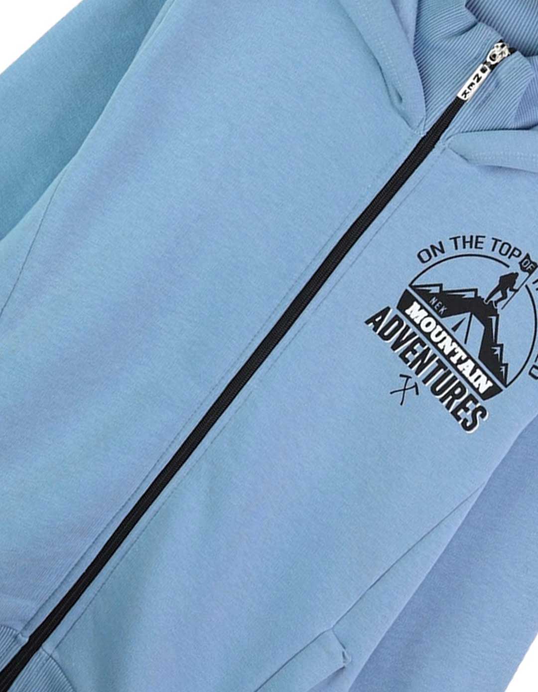 Ζακέτα φούτερ για αγόρι, σιελ, Regular Fit, 80% βαμβάκι, 20% πολυεστέρας.