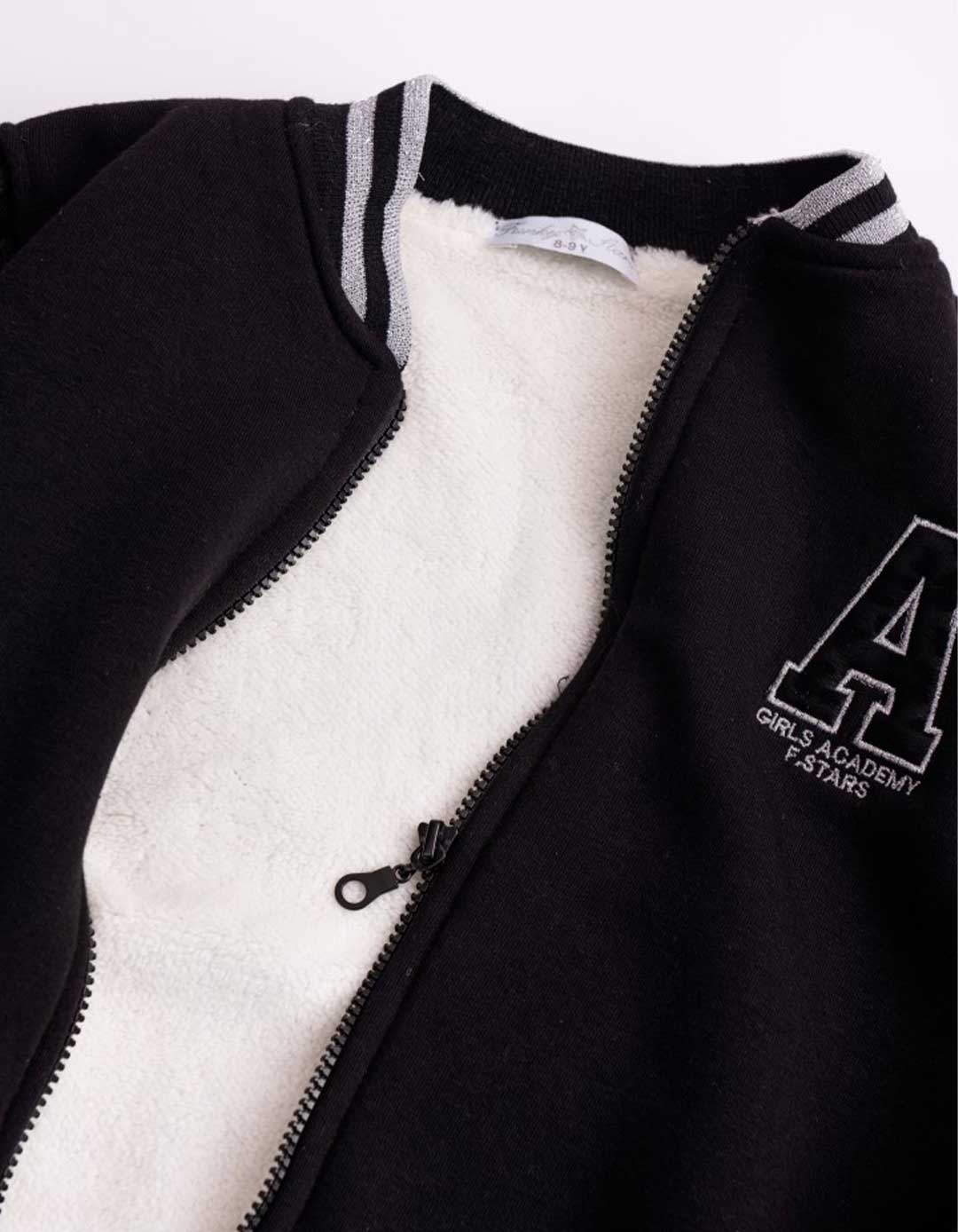 Ζακέτα μπουφάν με επένδυση Funky Kids κορίτσι 6-16 ετών μαύρη χειμώνας