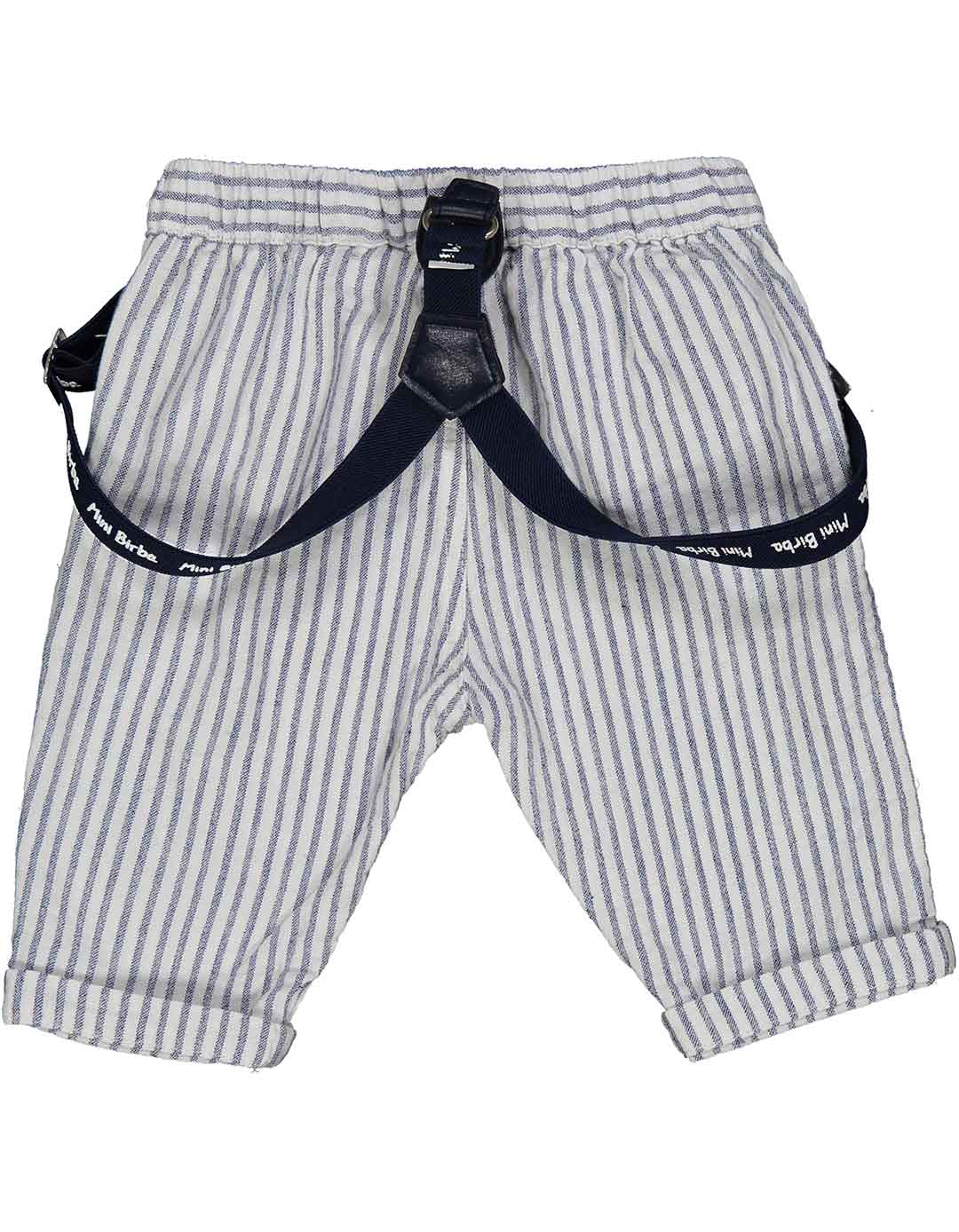 Βρεφικό Παντελόνι Ριγέ με Τιράντες Λευκό Μπλε Regular Fit.