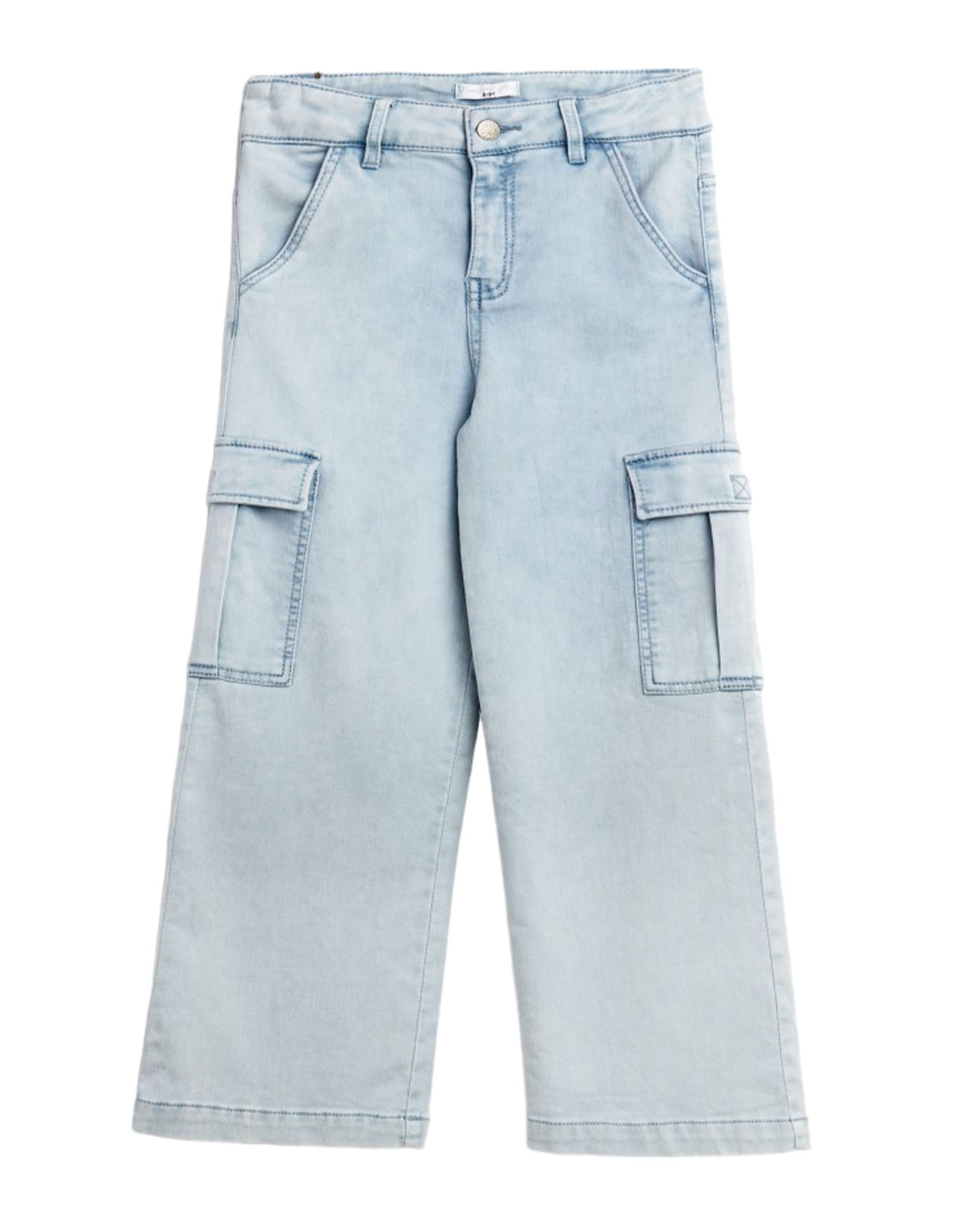 Cargo παντελόνι τζιν Wide Leg για κορίτσι,Regular Fit, μπλε ανοικτό, 98% βαμβάκι, 2% ελαστάνη. Cargo παντελόνι τζιν Wide Leg για κορίτσι,Regular Fit, μπλε ανοικτό, 98% βαμβάκι, 2% ελαστάνη.