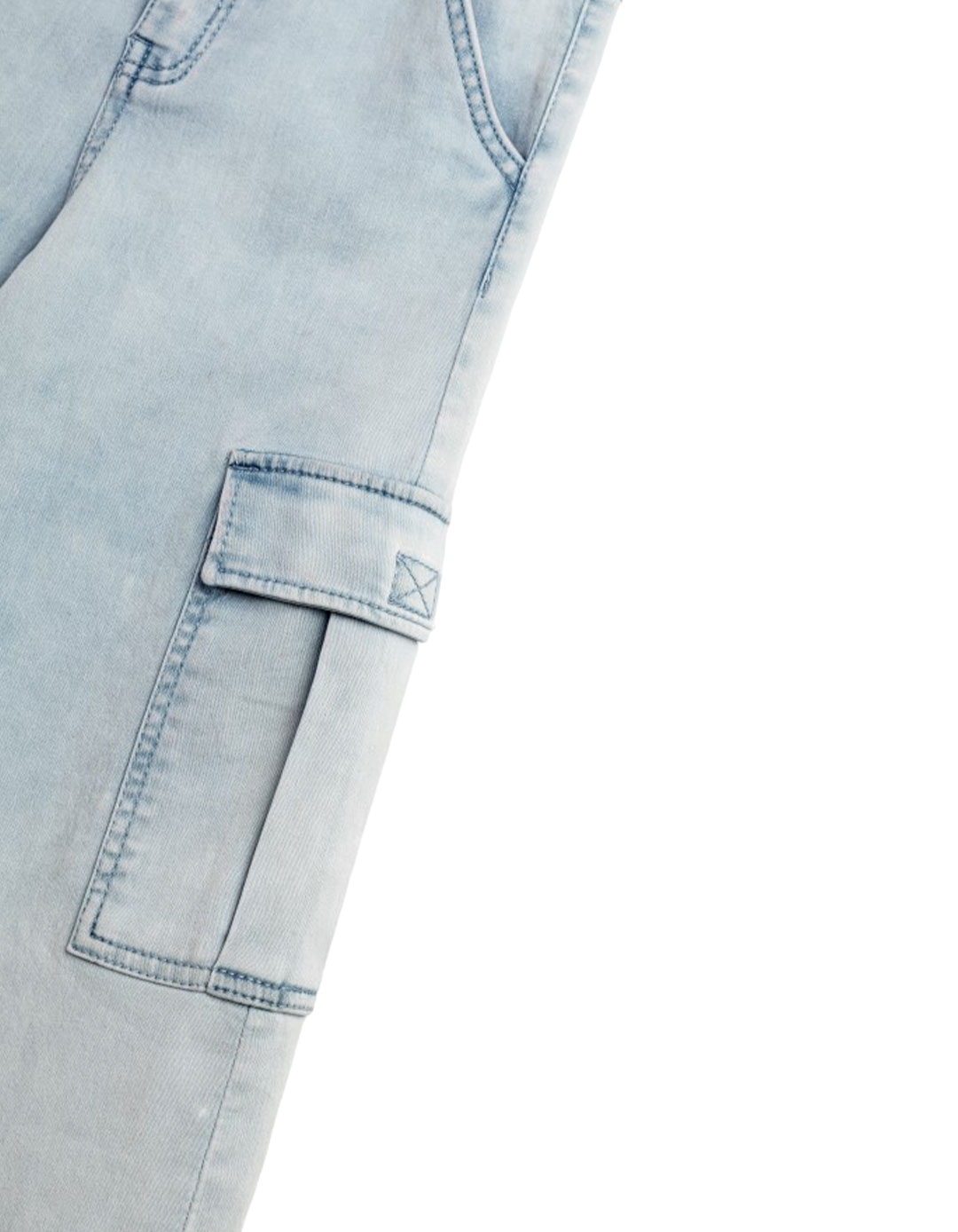 Cargo παντελόνι τζιν Wide Leg για κορίτσι,Regular Fit, μπλε ανοικτό, 98% βαμβάκι, 2% ελαστάνη.