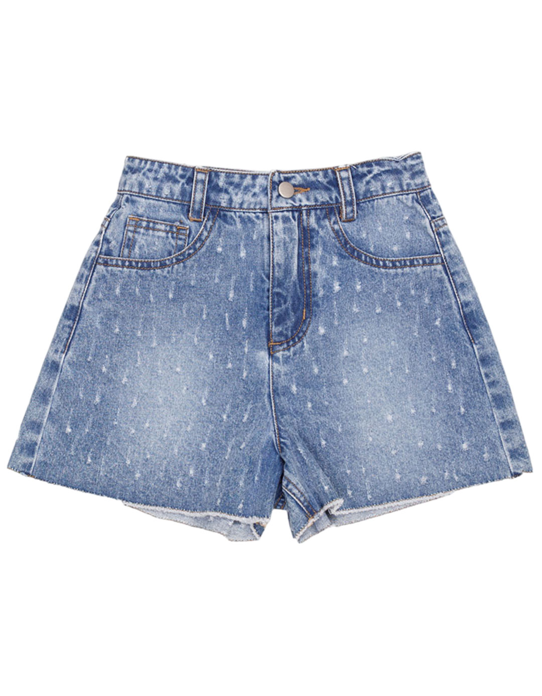 Ξεβαμμένο Denim Σορτσάκι για Κορίτσι (6-16 Ετών) με Ασύμμετρο Τελείωμα.Regular Fit.