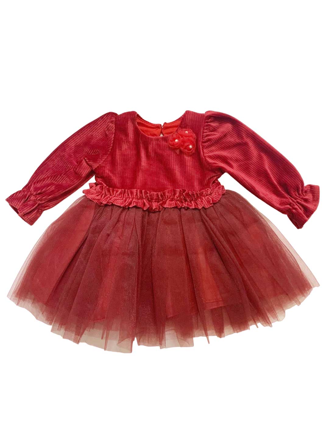 Βρεφικό φόρεμα με τούλι, μπορντό, Regular Fit, 70% βαμβάκι, 30% pes, τούλι: 100 % pes.