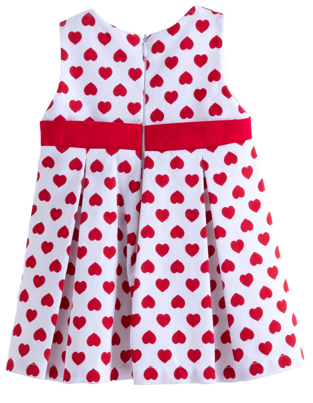 Βρεφικό φόρεμα λευκό με κόκκινες καρδιές και φιόγκο Babylon Fashion,62%cotton35%pl2%visc.Regular Fit.