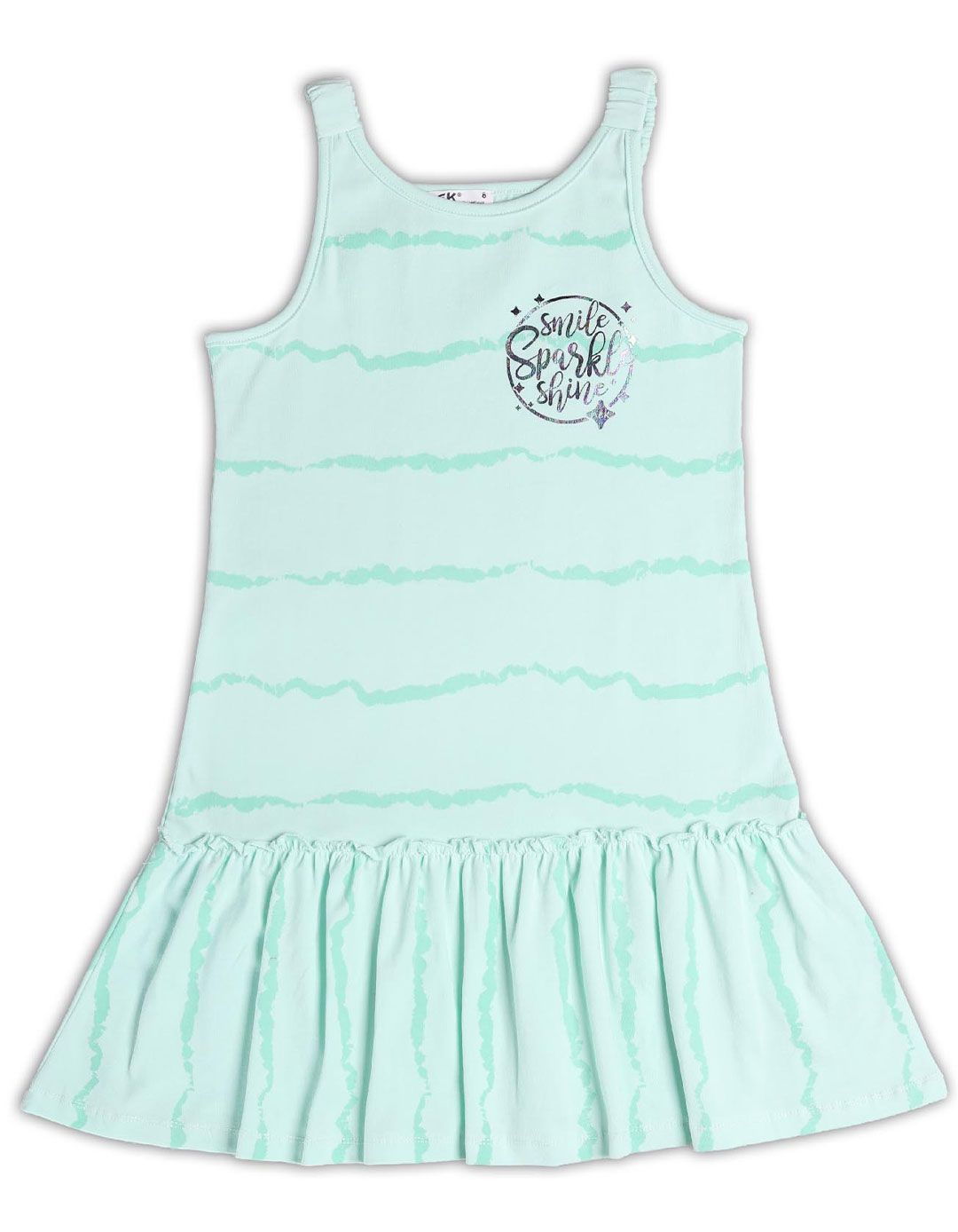 Φόρεμα αμάνικο με βολάν για κορίτσι, φυστικί, Regular Fit, 95% βαμβάκι, 5% ελαστάνη. Φόρεμα αμάνικο με βολάν για κορίτσι, φυστικί, Regular Fit, 95% βαμβάκι, 5% ελαστάνη.