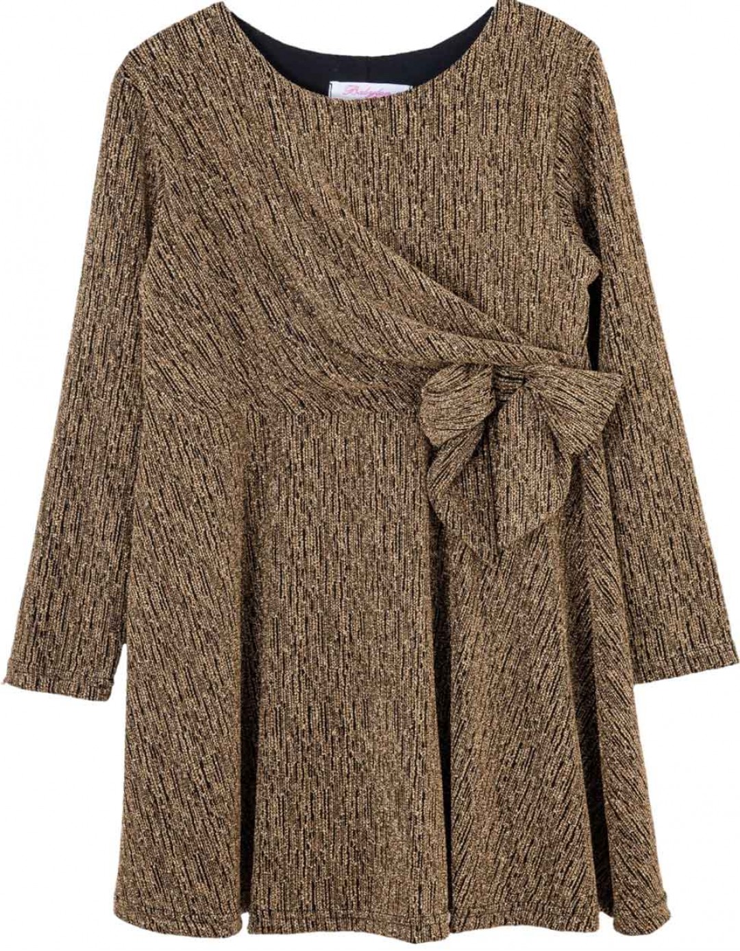 Παιδικό φόρεμα κορίτσι Babylon Fashion χρυσό Φόρεμα κορίτσι χρυσό με φιόγκο Babylon Fashion