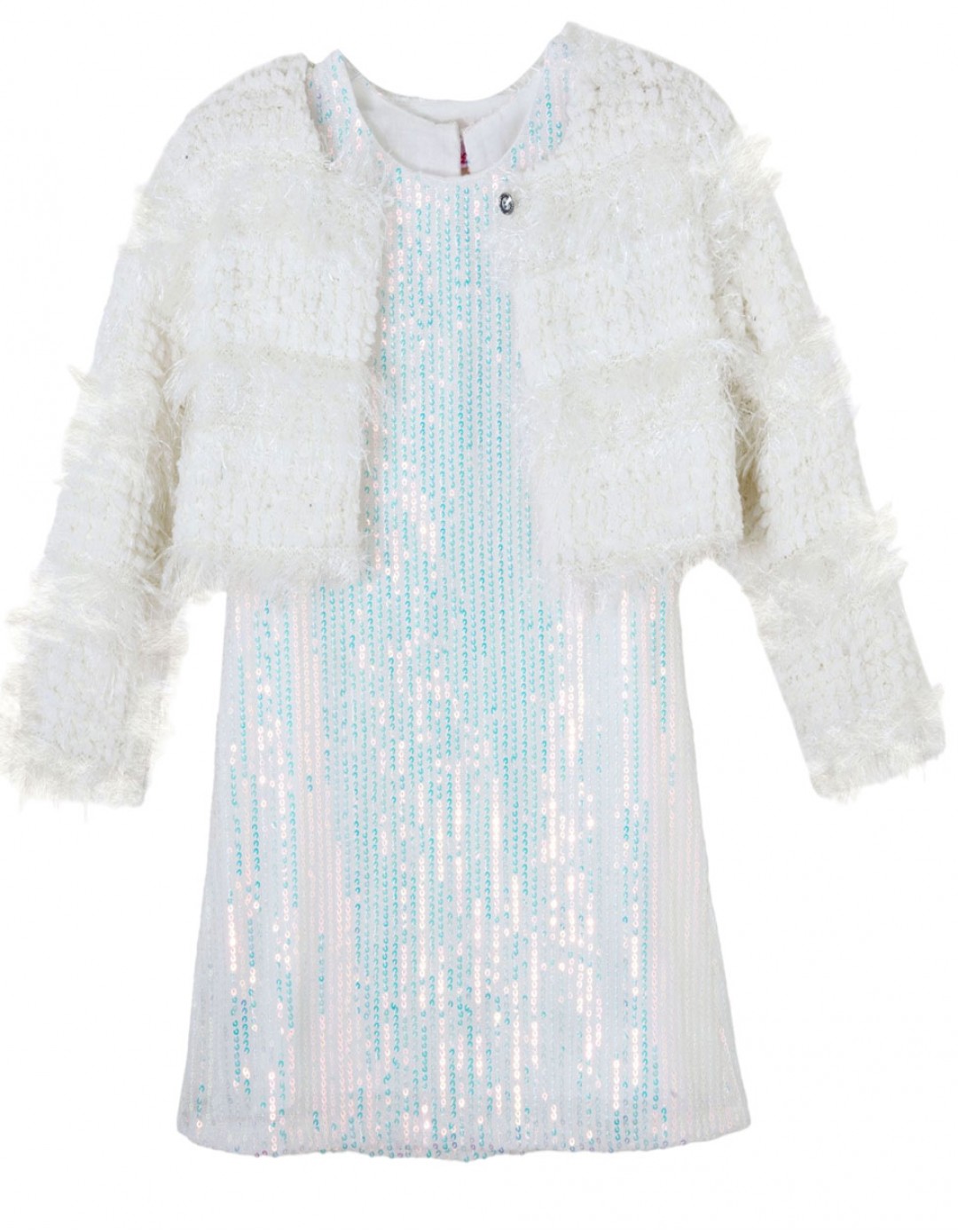 Παιδικό φόρεμα και μπολερό για κορίτσι, πάγου, Regular Fit, 60%COTT-40%POL.