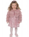Παιδικό βελούδινο φόρεμα για κορίτσι με μπολερό και παγιέτες, ροζ Regular Fit, 48% Cott-40% Pl-10% Ray-2% El.