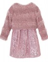 Παιδικό βελούδινο φόρεμα για κορίτσι με μπολερό και παγιέτες, ροζ Regular Fit, 48% Cott-40% Pl-10% Ray-2% El.
