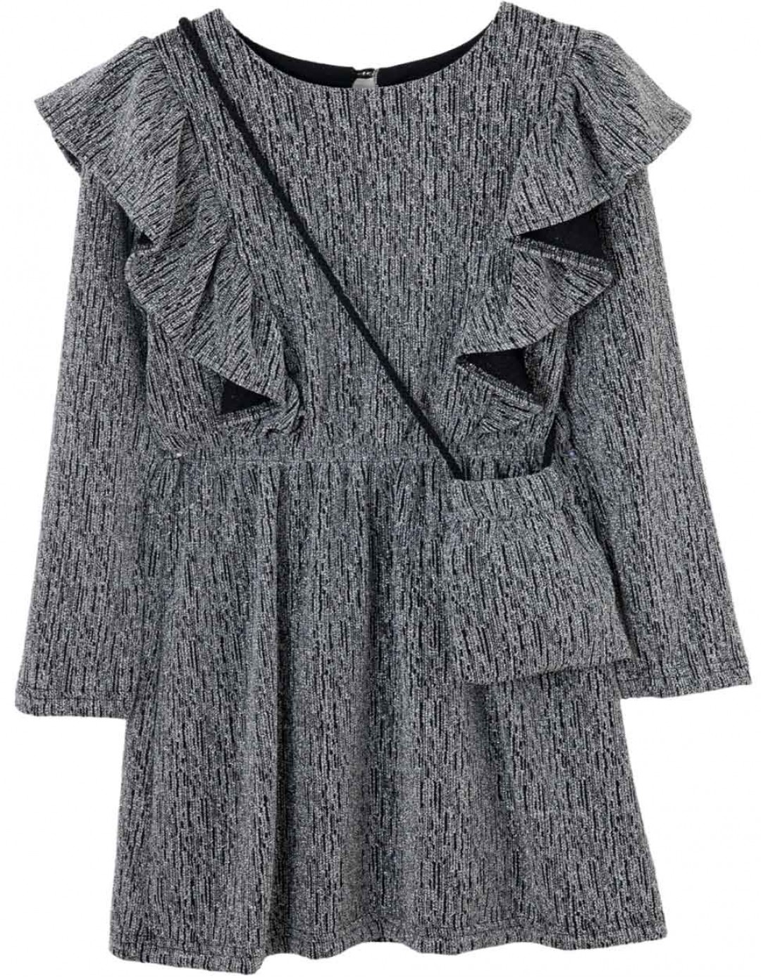 Φόρεμα κορίτσι ασημί με τσάντα Babylon Fashion Παιδικό φόρεμα κορίτσι ασημί με τσάντα Babylon Fashion Χειμώνας