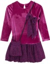 Παιδικό φόρεμα για κορίτσι με τσάντα, βελουτέ, ματζέντα, Regular Fit, 30% Cott-41% Pl-2% L-12% Ny-15% Me.