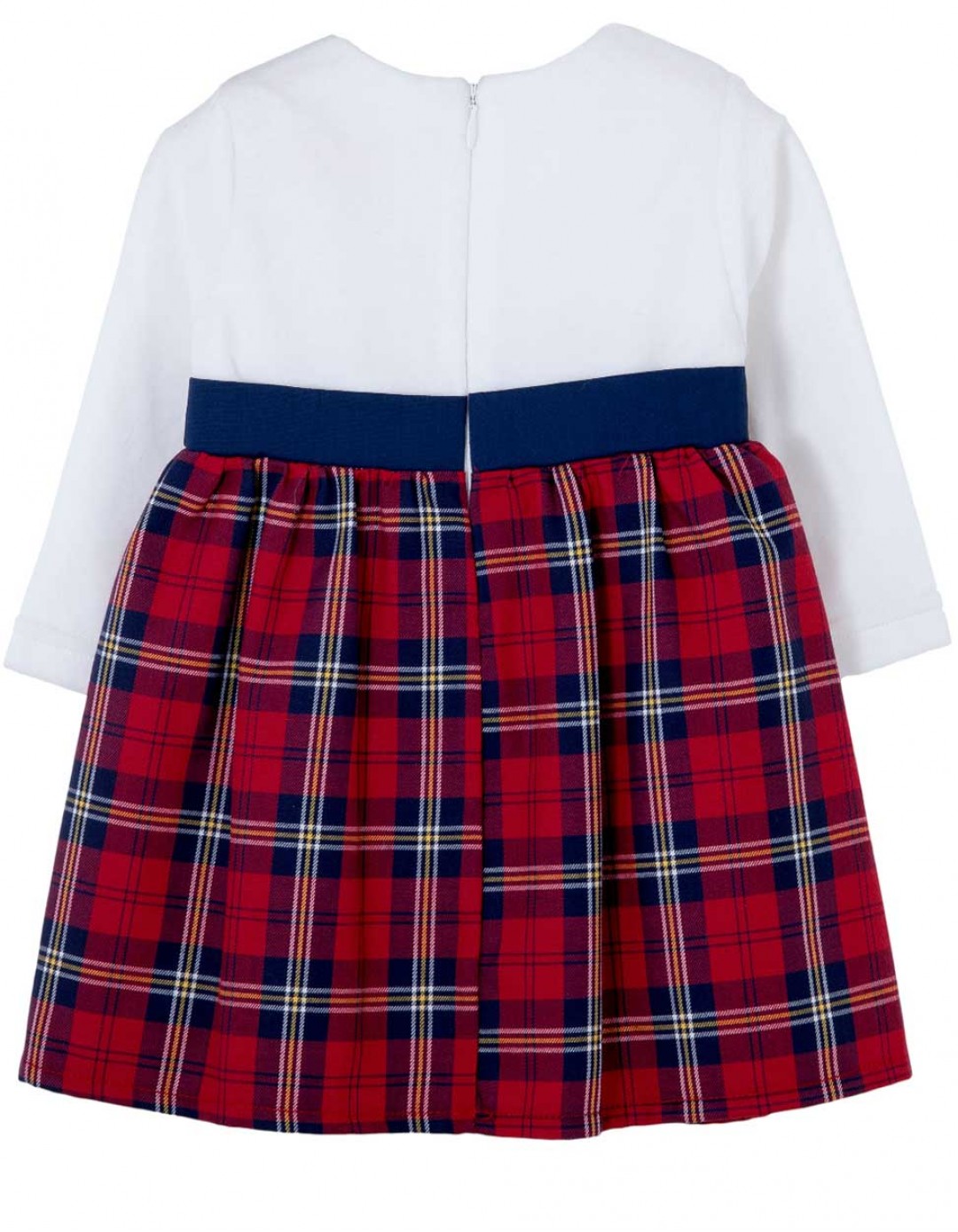 Βρεφικό βελουτέ φόρεμα για κορίτσι, καρώ, λευκό, Regular Fit, 70% Cott-30% Pol.