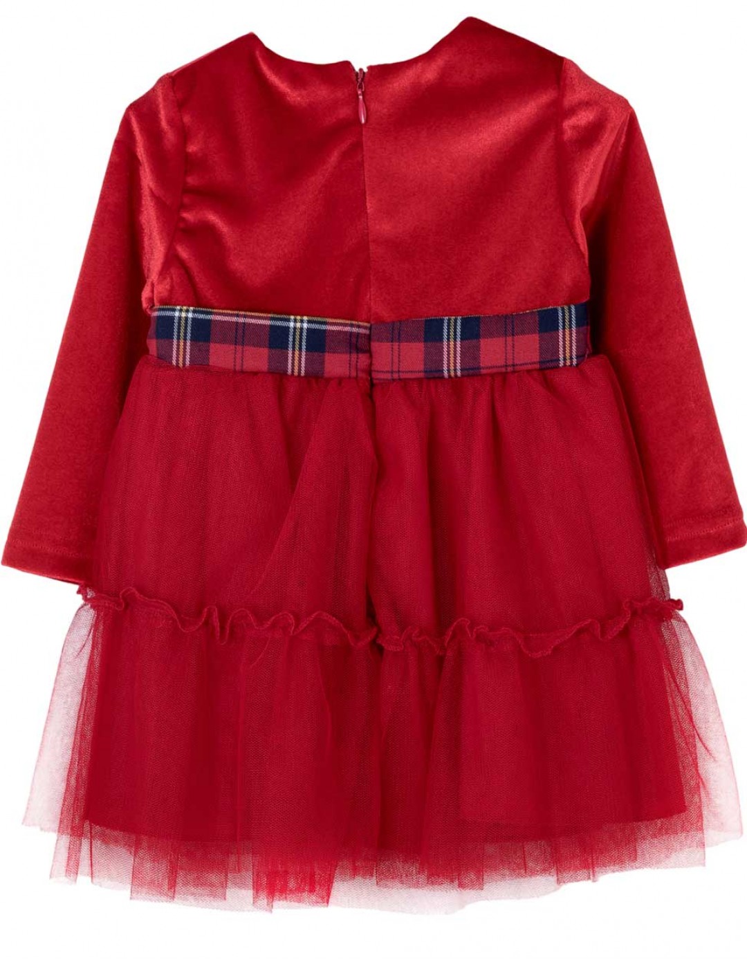 Κόκκινο φόρεμα για κορίτσι με τούλι και κορδέλα Babylon