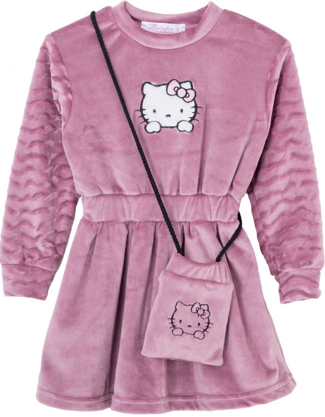 Παιδικό βελουτέ φόρεμα για κορίτσι, ροζ-σάπιο μήλο, Regular Fit, 94% Pol-30% El.