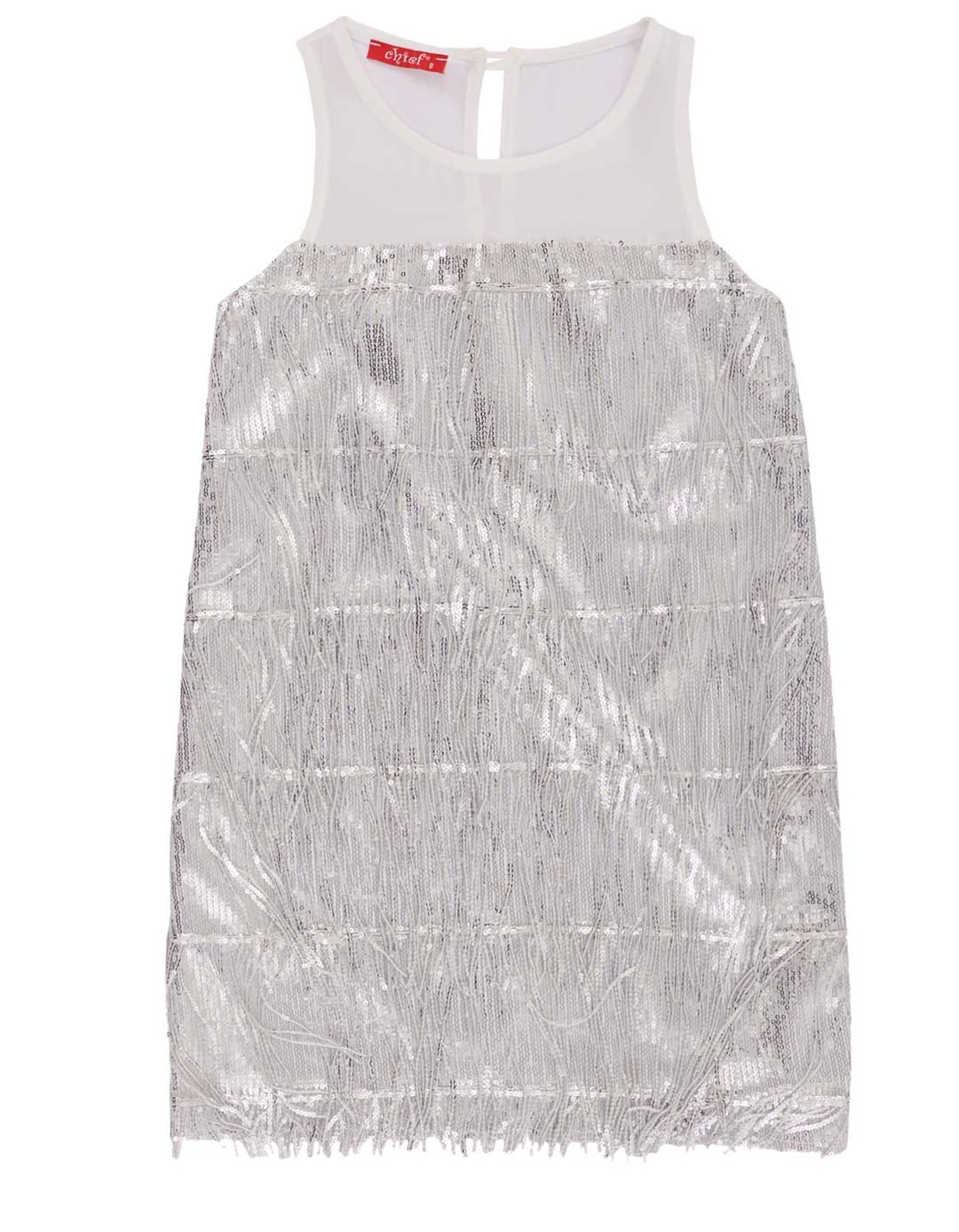 Λευκό φόρεμα για κορίτσι με κρόσια,100% pes.Regular Fit.