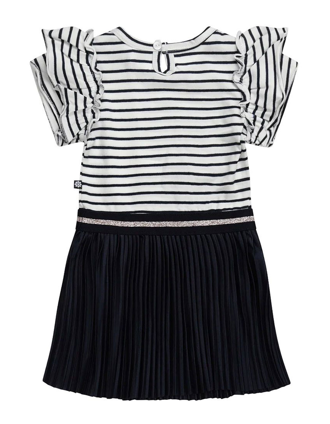 Dirkje φόρεμα για κορίτσια λευκό μπλε ριγέ plissé   95% βαμβάκι/ 5% ελαστάν,Regular Fit