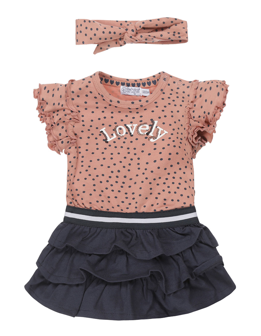 Φόρεμα με βολάν και κορδέλα για κορίτσι, Regular Fit, 96% βαμβάκι, 4% ελαστάνη. Φόρεμα με βολάν και κορδέλα για κορίτσι, Regular Fit, 96% βαμβάκι, 4% ελαστάνη.